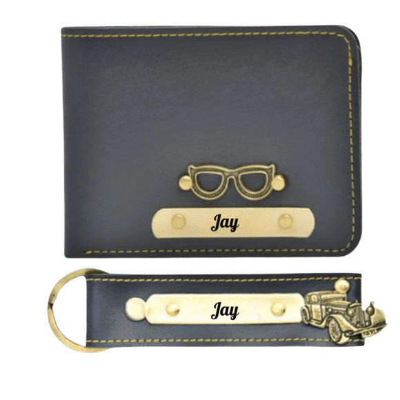 Custom Wallet & Keychain Set for Men – Personalized with Name & Charm | Gift for Him, Husband, Boyfriend (Faux) - Image 3