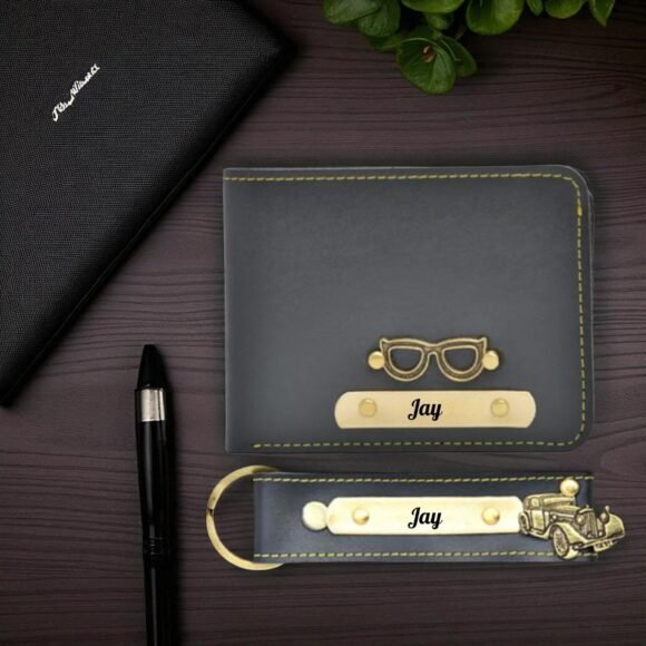 Custom Wallet & Keychain Set for Men – Personalized with Name & Charm | Gift for Him, Husband, Boyfriend (Faux) - Image 6