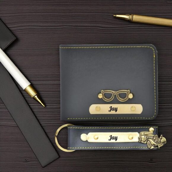 Custom Wallet & Keychain Set for Men – Personalized with Name & Charm | Gift for Him, Husband, Boyfriend (Faux) - Image 5