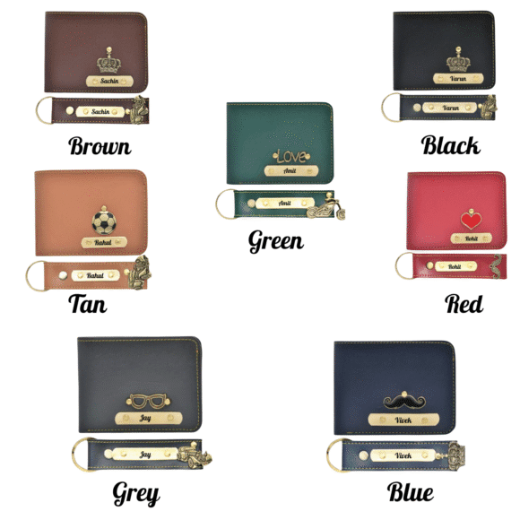 Custom Wallet & Keychain Set for Men – Personalized with Name & Charm | Gift for Him, Husband, Boyfriend (Faux) - Image 4