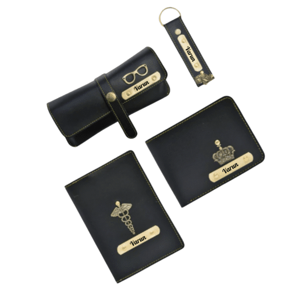 Personalised Leather Name Men’s Wallet, Keychain, Passport Cover & Eyewear Case (Faux)
