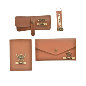 “Personalized men’s gift hamper with leather wallet, pen, keychain, temperature sensor bottle, and Fogg perfume in a premium gift box – ideal for birthdays or anniversaries.”