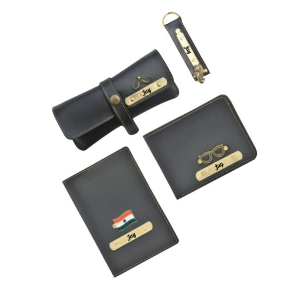 Personalised Leather Name Men’s Wallet, Keychain, Passport Cover & Eyewear Case (Faux) - Image 5