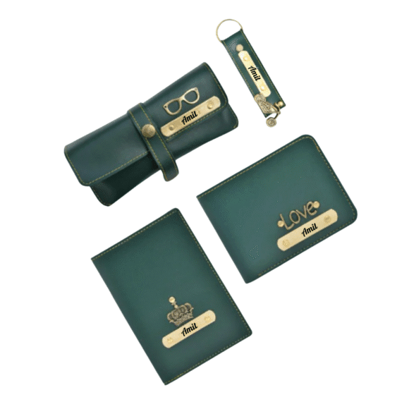 Personalised Leather Name Men’s Wallet, Keychain, Passport Cover & Eyewear Case (Faux) - Image 4