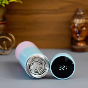 Personalized 500ml stainless steel smart vacuum flask with digital temperature sensor, BPA-free and leakproof, ideal for hot and cold drinks, travel, office, gym, and gifting