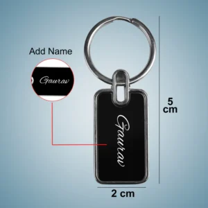 “Personalized oval metal keychain with custom name or logo engraving, ideal for professional branding or corporate gifting.”