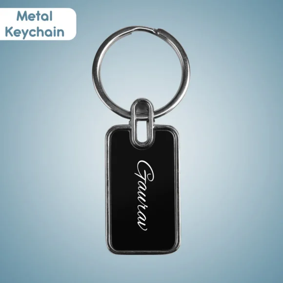 “Personalized oval metal keychain with custom name or logo engraving, ideal for professional branding or corporate gifting.”