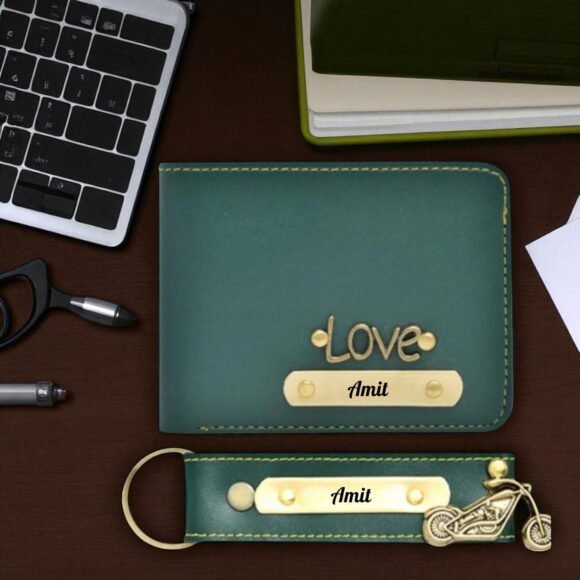 Custom Wallet & Keychain Set for Men – Personalized with Name & Charm | Gift for Him, Husband, Boyfriend (Faux) - Image 21