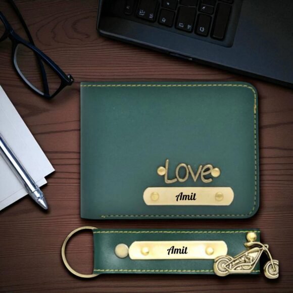 Custom Wallet & Keychain Set for Men – Personalized with Name & Charm | Gift for Him, Husband, Boyfriend (Faux) - Image 20