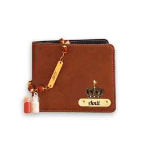 Personalised customised Raksha Bandhan gift for brother – wallet, keychain, chocolates & Rakhi set