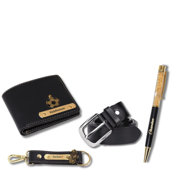 Men’s Personalized Wallet , Pen, Keychain & Belt Gift Set - Image 4