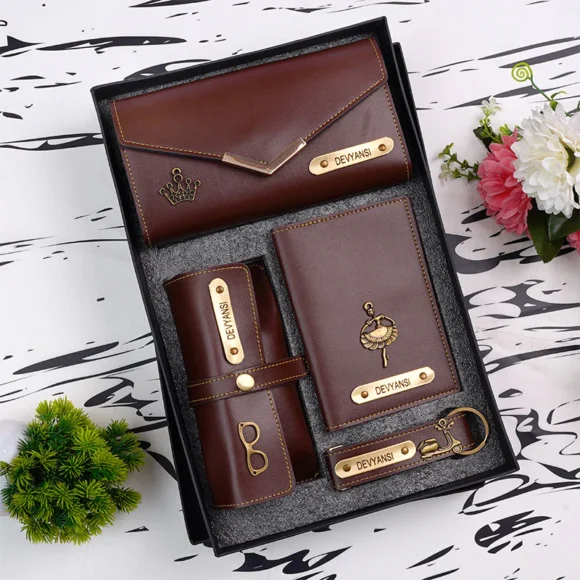 Personalised Leather Name Women’s 3 FOLD Clutch, Keychain, Passport Cover & Eyewear Case - Image 8