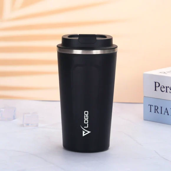 Stainless steel smart coffee mug with LED temperature display, 510ml vacuum insulated travel mug with flip sipper lid, leakproof and BPA-free, ideal for office, car, or gifting