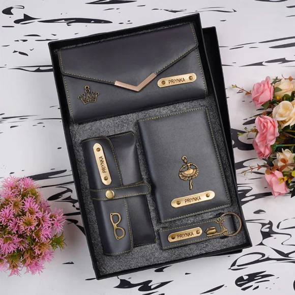 Personalised Leather Name Women’s 3 FOLD Clutch, Keychain, Passport Cover & Eyewear Case - Image 5