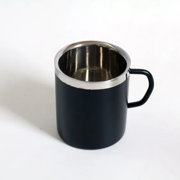 Customized stainless steel mug with name printed, 200ml double-wall unbreakable food-grade mug in black, blue, or pink, perfect for gifting on birthdays, anniversaries, and Valentine's Day
