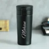 Personalized insulated stainless steel travel mug with push-button lid, 380ml leak-proof spill-resistant coffee mug that keeps drinks hot for 8 hours and cold for 14 hours, perfect for car, office, and gifting