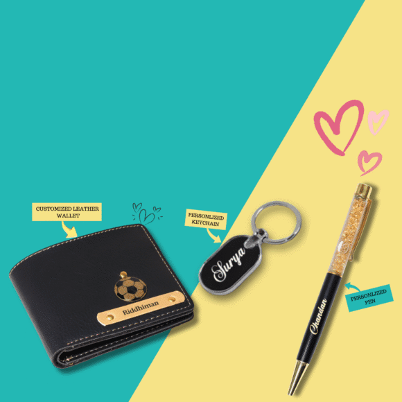Customised Combo For Men’s Wallet, Pen and Keychain
