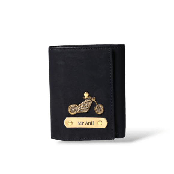 Thebaegift Men’s Personalized 3 Fold Wallet I Customised Slim Stylish Leather Purse with Name & Charm