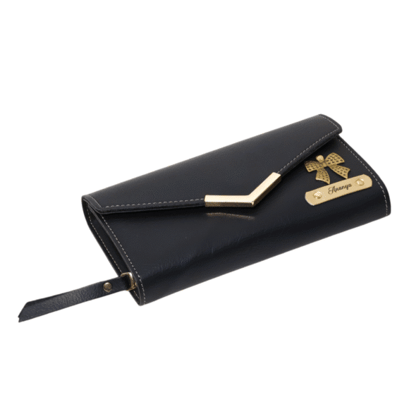 Women’s Personalized Leather Wallet with Name & Charm I Customized 3-Fold Ladies Clutch I - Image 3