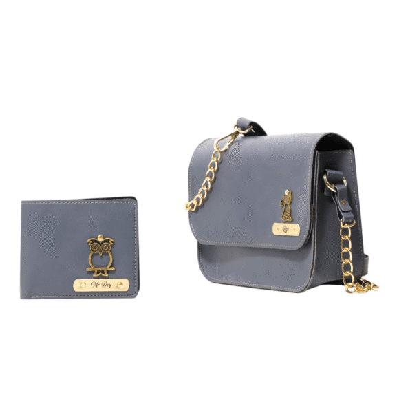 The Bae Gift Customized Anniversary Gift for Couple | Personalized Leather Wallet and Women Sling Bag Couple Gift Set | Wedding Anniversary Valentine’s Day Gift for Couples for Men and Women - Image 6