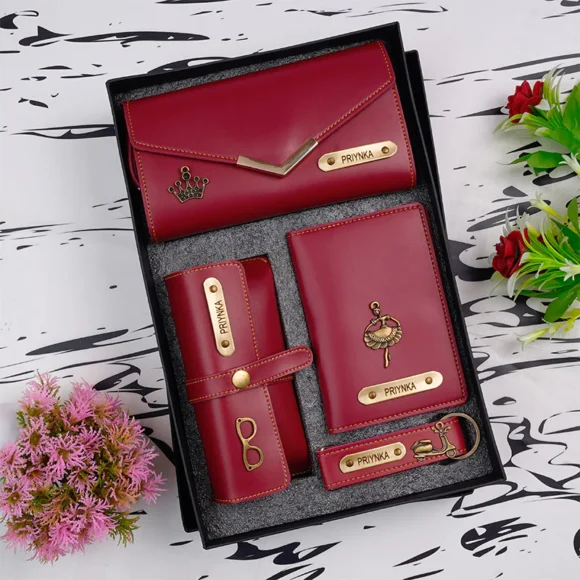 Personalised Leather Name Women’s 3 FOLD Clutch, Keychain, Passport Cover & Eyewear Case - Image 4
