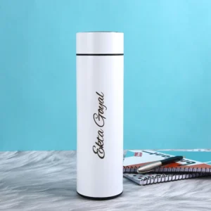 Personalized 500ml smart stainless steel vacuum insulated flask with digital temperature display, BPA-free and leakproof, ideal for hot and cold beverages, travel, gym, office, and gifting
