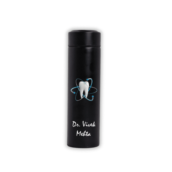Personalized smart stainless steel vacuum flask with touch temperature sensor, 500ml BPA-free insulated water bottle with leakproof lid and anti-slip base, ideal for travel, gym, office, and gifting