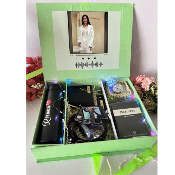 Personalized Gift Hamper for Men | Custom Wallet, Keychain, Belt, Watch, Photos, Chocolate, Perfume & More | Valentine, Birthday, Anniversary Gift for Boyfriend, Husband, Brother