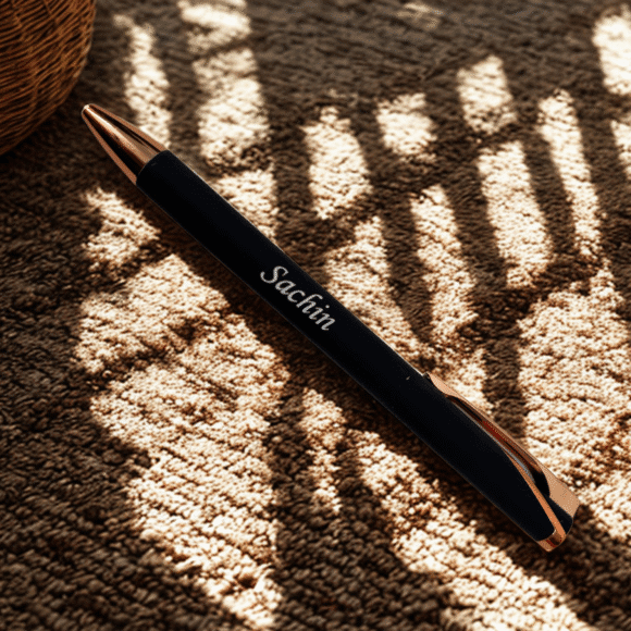 “Luxury matte black and rose gold pen and keychain gift set in premium grey presentation box – elegant gift for professionals or corporate use.”