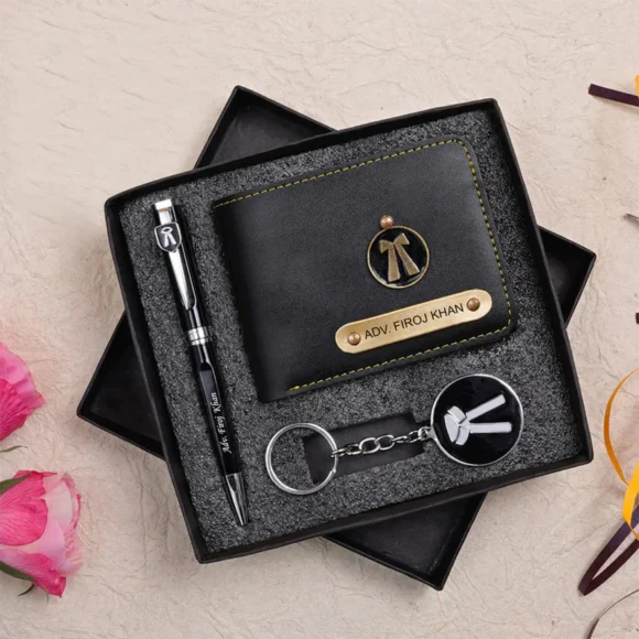 Personalized Gift Hamper For ADVOCATE – Wallet, Pen and Keychain