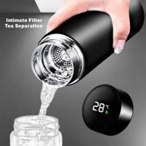 Personalized smart stainless steel vacuum flask with temperature sensor display, 500ml insulated water bottle, BPA-free and leakproof, ideal for gifting, office, gym, and travel use