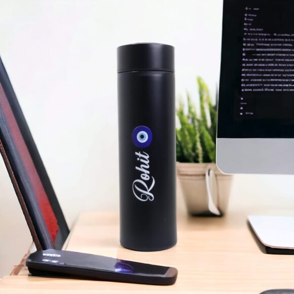 Personalized 500ml smart vacuum flask with touch temperature display, BPA-free stainless steel bottle for hot and cold drinks, leakproof and travel-friendly