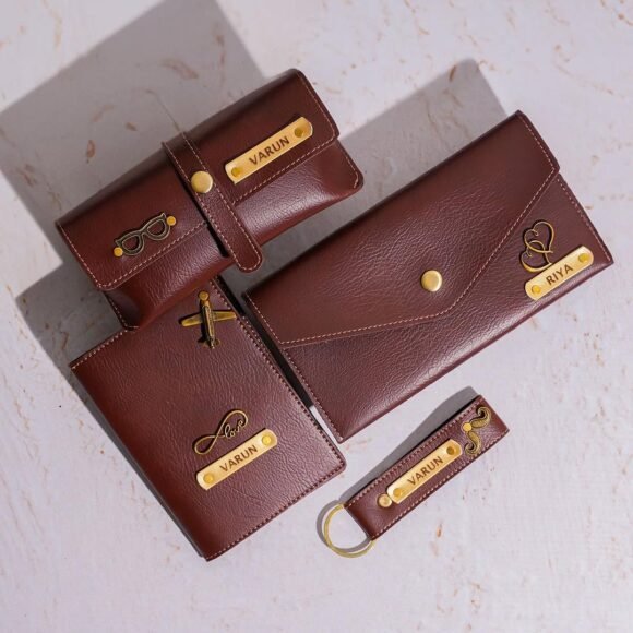 Personalised Leather Name Women’s Clutch, Keychain, Passport Cover & Eyewear Case