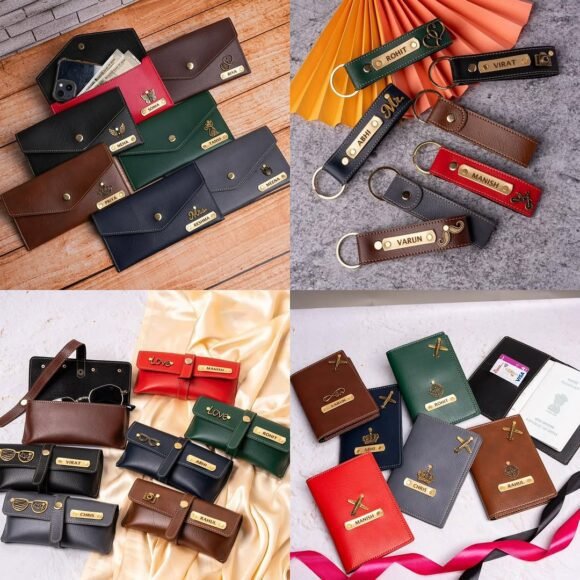 Personalised Leather Name Women’s Clutch, Keychain, Passport Cover & Eyewear Case - Image 3