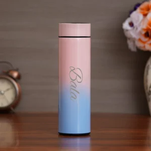 Personalized 500ml stainless steel smart vacuum flask with digital temperature sensor, BPA-free and leakproof, ideal for hot and cold drinks, travel, office, gym, and gifting