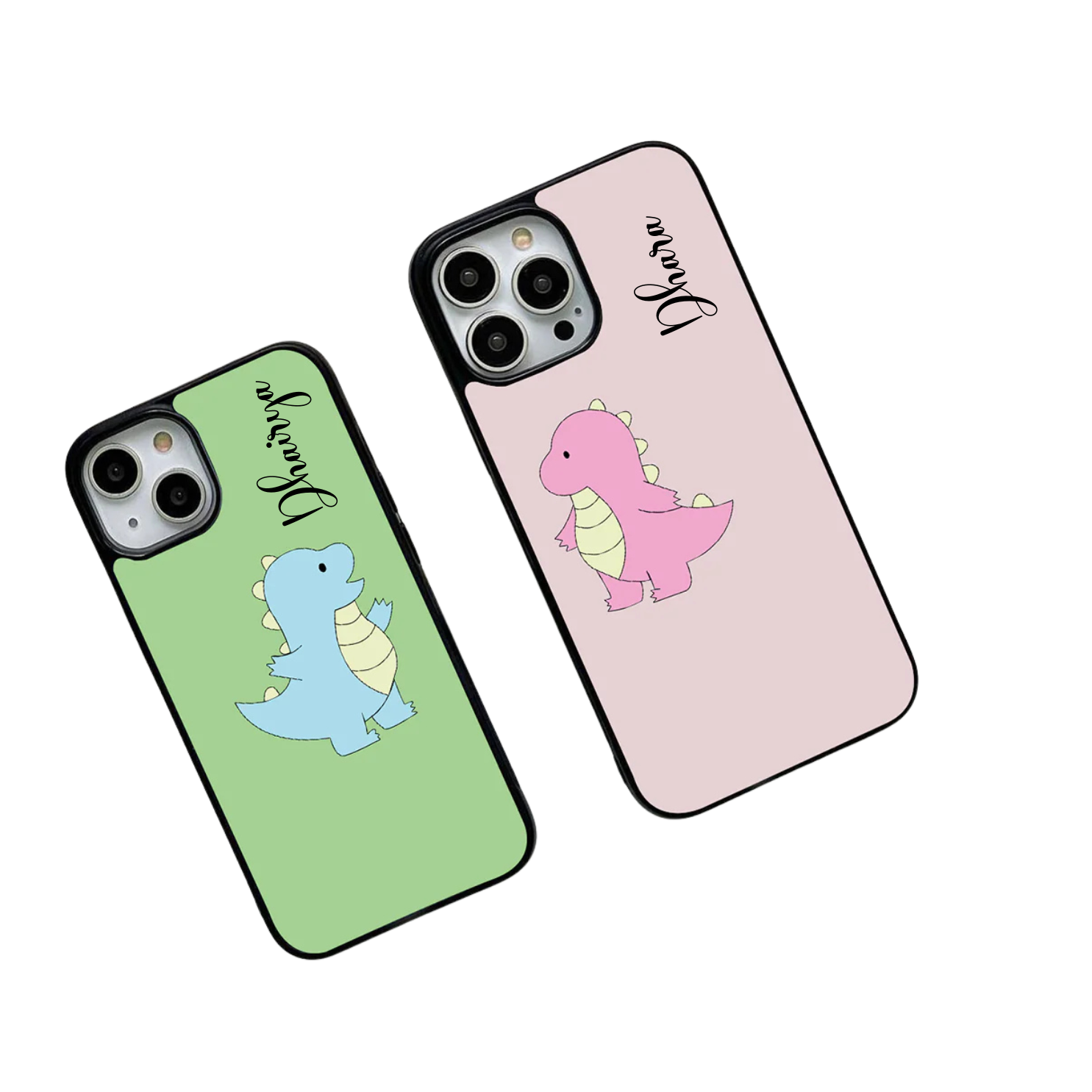 Pink & Blue Dinosaur Couple Glass Case - Image 4