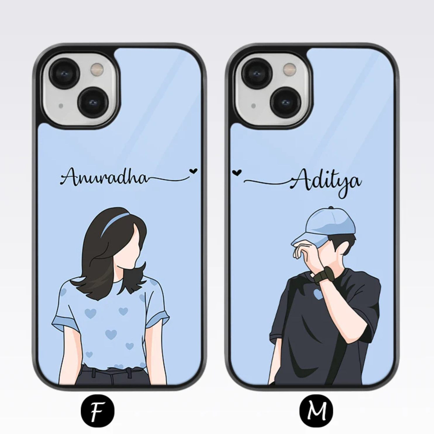Cute Couple V2 Custom Name Glass Case