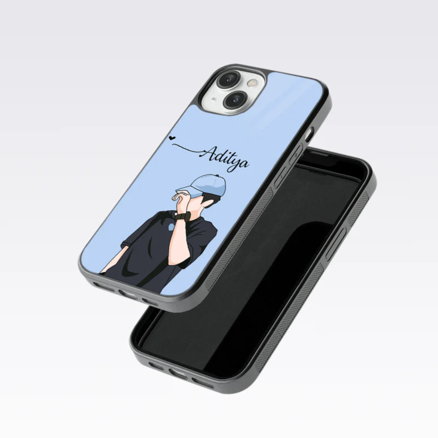 Cute Couple V2 Custom Name Glass Case - Image 2