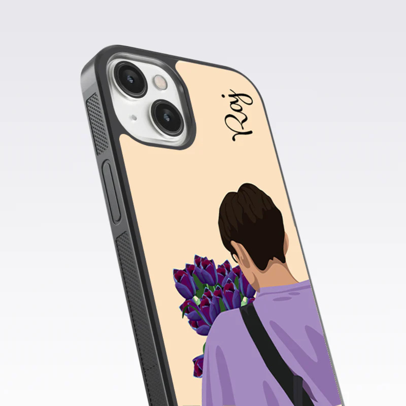 Couple With Flowers Custom Name Glass Case - Image 3