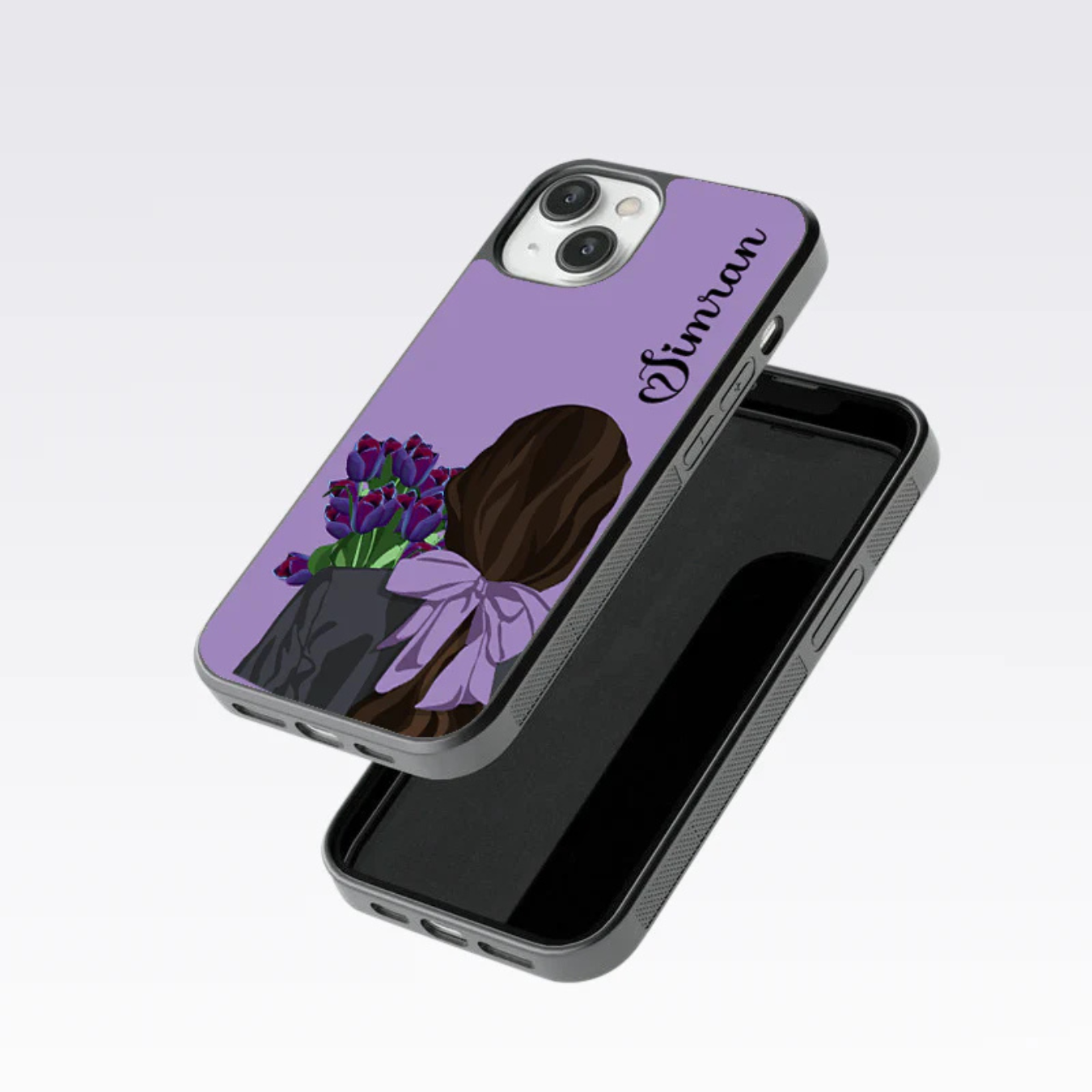 Couple With Flowers Custom Name Glass Case - Image 4