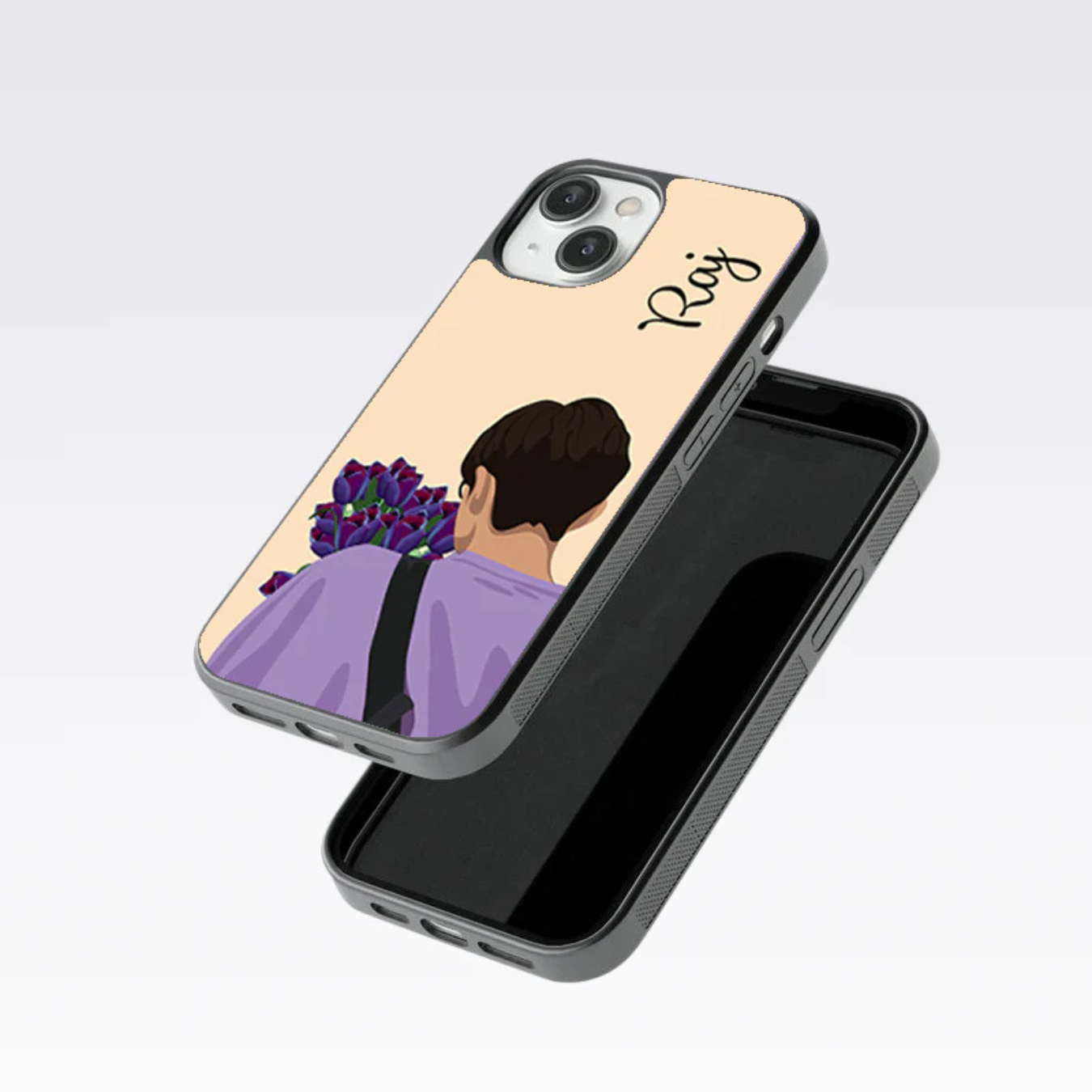 Couple With Flowers Custom Name Glass Case - Image 6